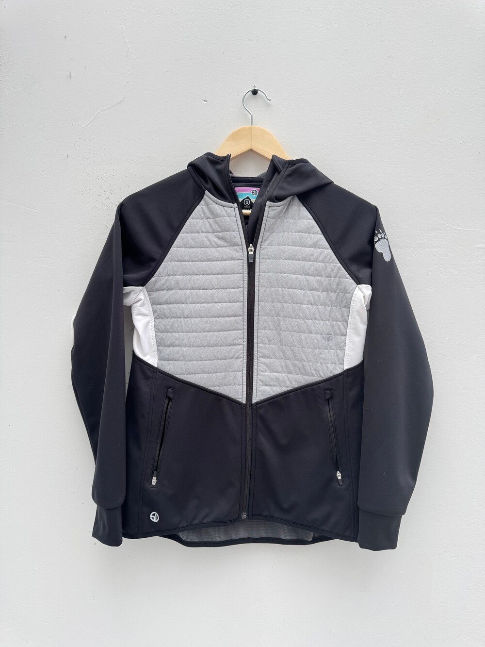 Straight Down Women's Small Jacket Black Grey White Polyester Spandex